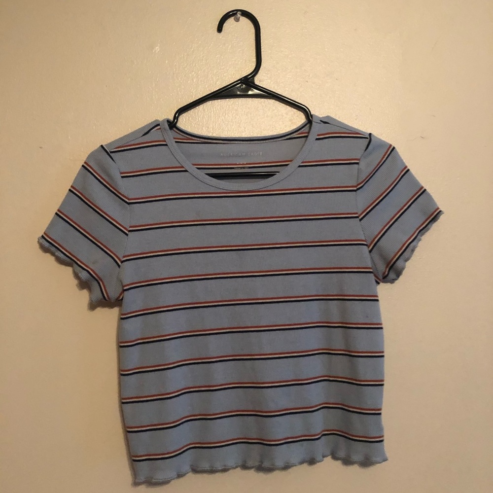 American Eagle Red White and Blue Striped Croptop